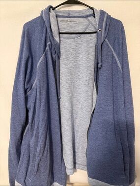 Johnston & Murphy Heather Blue Layered Zip Hoodie